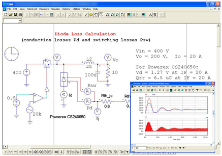 Diode from the database used in the PSIM environment